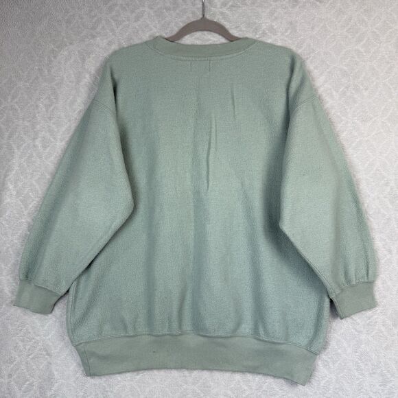 Vtg Crewneck Sweatshirt Womens M Green Patchwork Embroidery Grandma Inside Out - Picture 5 of 10